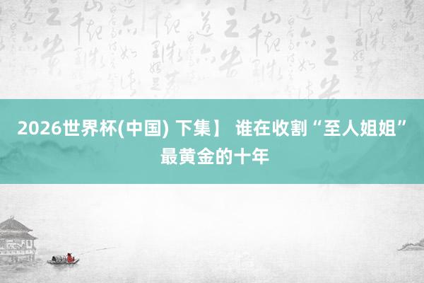 2026世界杯(中国) 下集】 谁在收割“至人姐姐” 最黄金的十年