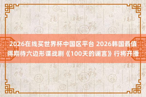 2026在线买世界杯中国区平台 2026韩国最值得期待六边形谍战剧《100天的谰言》行将开播