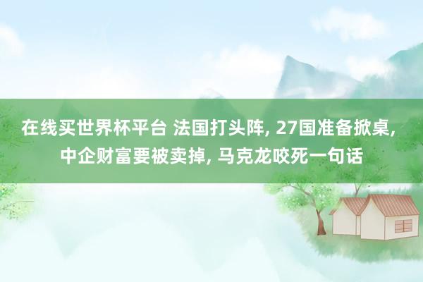 在线买世界杯平台 法国打头阵， 27国准备掀桌， 中企财富要被卖掉， 马克龙咬死一句话