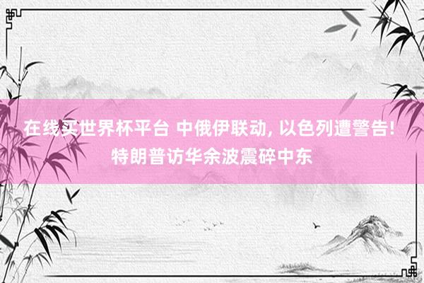 在线买世界杯平台 中俄伊联动， 以色列遭警告! 特朗普访华余波震碎中东
