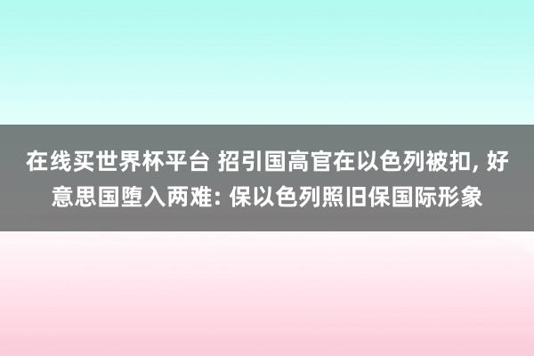 在线买世界杯平台 招引国高官在以色列被扣， 好意思国堕入两难: 保以色列照旧保国际形象