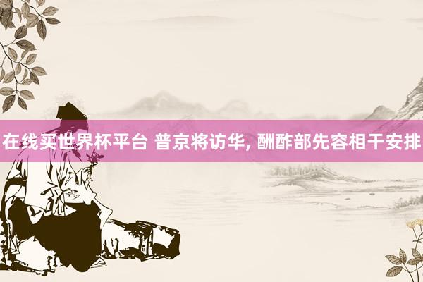 在线买世界杯平台 普京将访华， 酬酢部先容相干安排