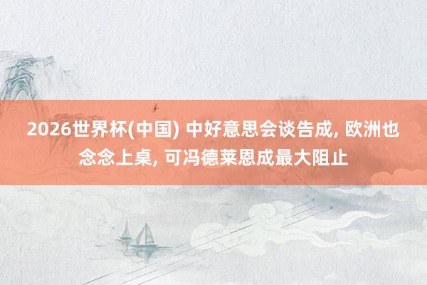 2026世界杯(中国) 中好意思会谈告成， 欧洲也念念上桌， 可冯德莱恩成最大阻止