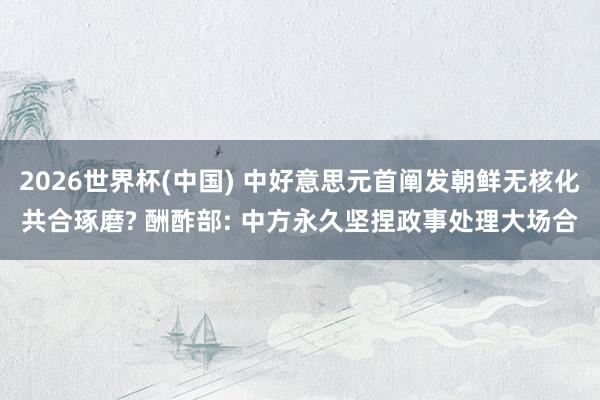 2026世界杯(中国) 中好意思元首阐发朝鲜无核化共合琢磨? 酬酢部: 中方永久坚捏政事处理大场合
