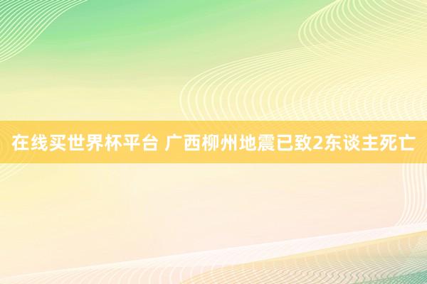 在线买世界杯平台 广西柳州地震已致2东谈主死亡