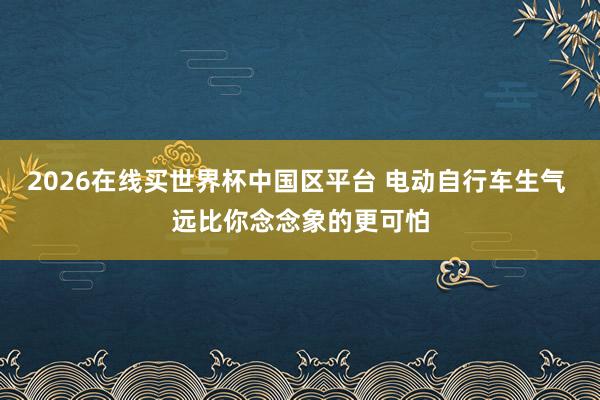 2026在线买世界杯中国区平台 电动自行车生气 远比你念念象的更可怕