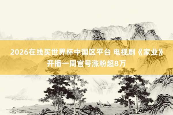 2026在线买世界杯中国区平台 电视剧《家业》开播一周官号涨粉超8万