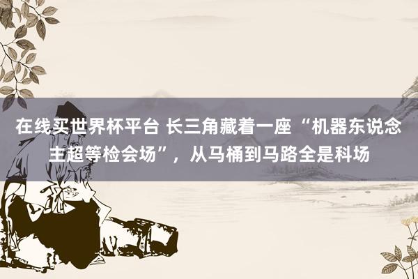 在线买世界杯平台 长三角藏着一座 “机器东说念主超等检会场”，从马桶到马路全是科场