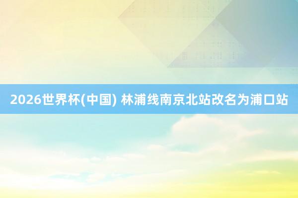 2026世界杯(中国) 林浦线南京北站改名为浦口站