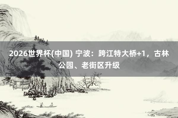 2026世界杯(中国) 宁波：跨江特大桥+1，古林公园、老街区升级