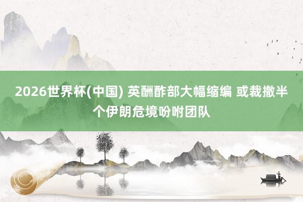 2026世界杯(中国) 英酬酢部大幅缩编 或裁撤半个伊朗危境吩咐团队