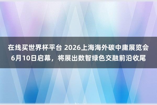 在线买世界杯平台 2026上海海外碳中庸展览会6月10日启幕，将展出数智绿色交融前沿收尾