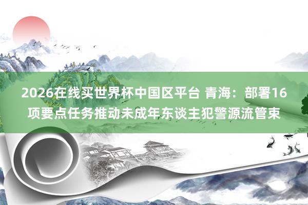 2026在线买世界杯中国区平台 青海：部署16项要点任务推动未成年东谈主犯警源流管束