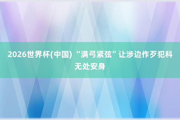 2026世界杯(中国) “满弓紧弦”让涉边作歹犯科无处安身