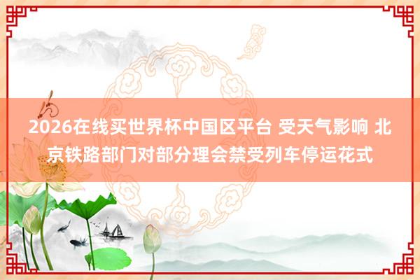 2026在线买世界杯中国区平台 受天气影响 北京铁路部门对部分理会禁受列车停运花式
