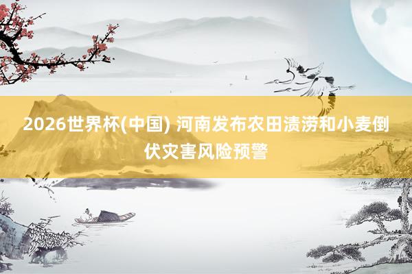 2026世界杯(中国) 河南发布农田渍涝和小麦倒伏灾害风险预警