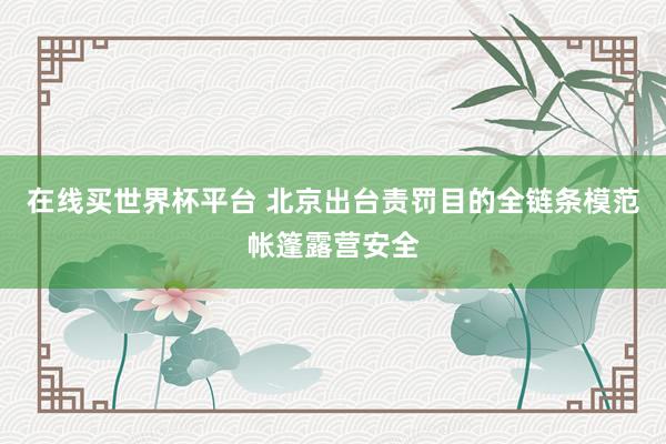 在线买世界杯平台 北京出台责罚目的全链条模范帐篷露营安全
