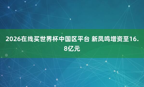 2026在线买世界杯中国区平台 新凤鸣增资至16.8亿元