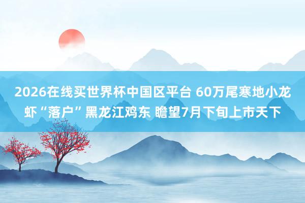 2026在线买世界杯中国区平台 60万尾寒地小龙虾“落户”黑龙江鸡东 瞻望7月下旬上市天下