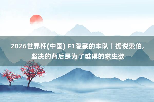 2026世界杯(中国) F1隐藏的车队丨据说索伯， 坚决的背后是为了难得的求生欲