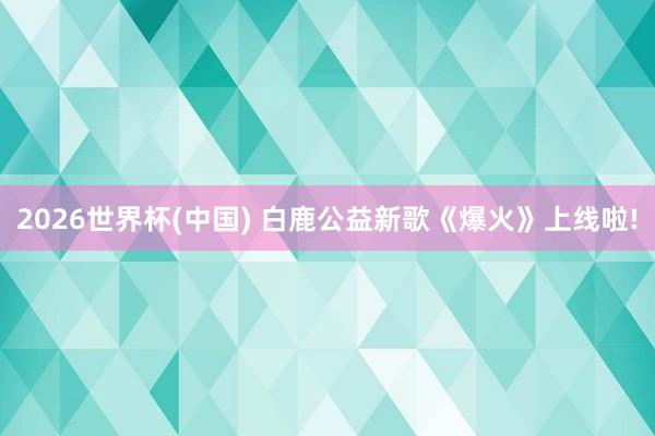 2026世界杯(中国) 白鹿公益新歌《爆火》上线啦!