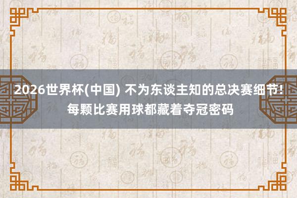 2026世界杯(中国) 不为东谈主知的总决赛细节! 每颗比赛用球都藏着夺冠密码