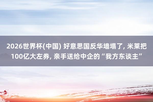 2026世界杯(中国) 好意思国反华墙塌了， 米莱把100亿大左券， 亲手送给中企的“我方东谈主”