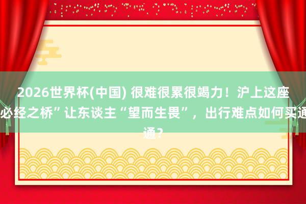 2026世界杯(中国) 很难很累很竭力！沪上这座“必经之桥”让东谈主“望而生畏”，出行难点如何买通？