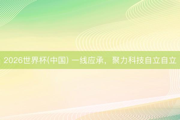 2026世界杯(中国) 一线应承，聚力科技自立自立