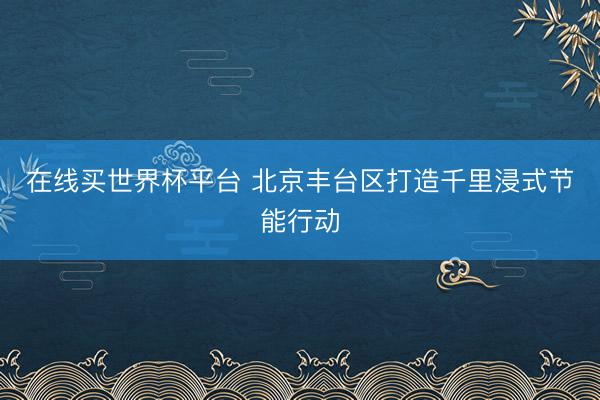 在线买世界杯平台 北京丰台区打造千里浸式节能行动