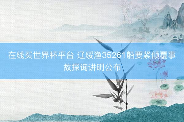 在线买世界杯平台 辽绥渔35261船要紧倾覆事故探询讲明公布