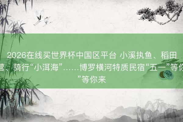 2026在线买世界杯中国区平台 小溪执鱼、稻田露营、骑行“小洱海”……博罗横河特质民宿“五一”等你来